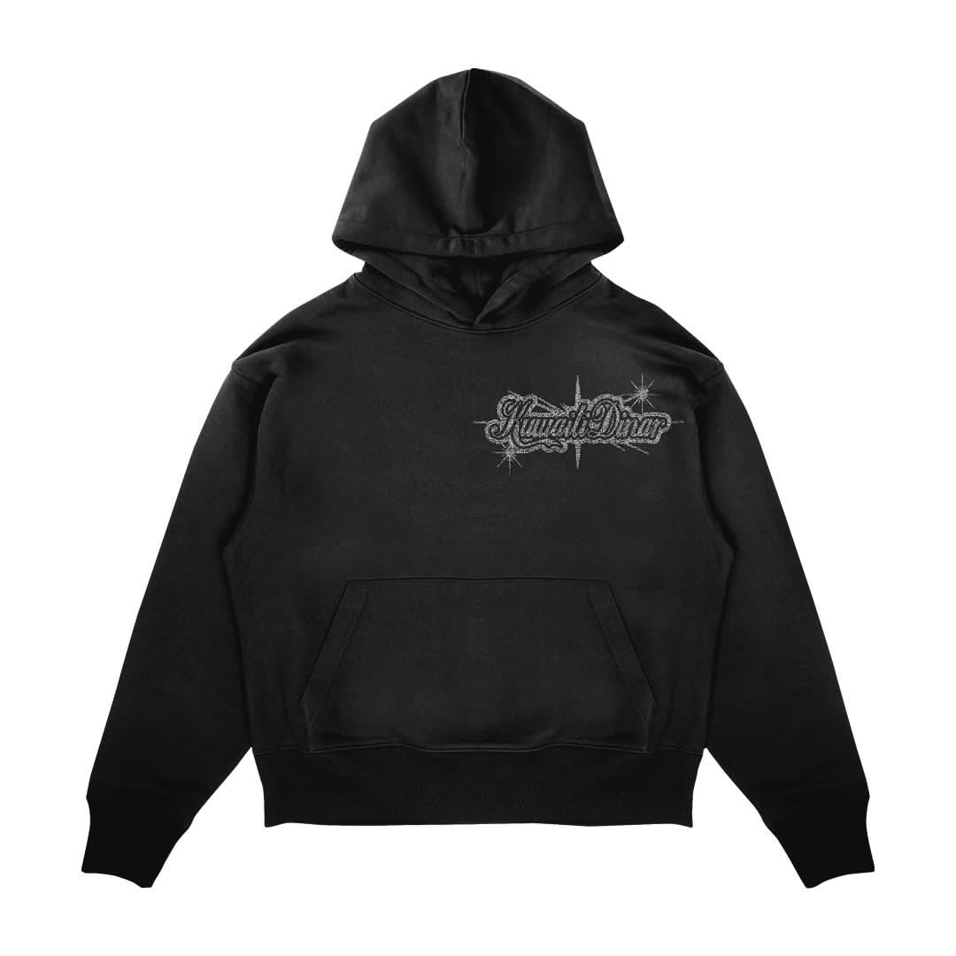 BLACK RHINESTONE HOODIE ONLY – KUWAITI DINAR OFFICIAL